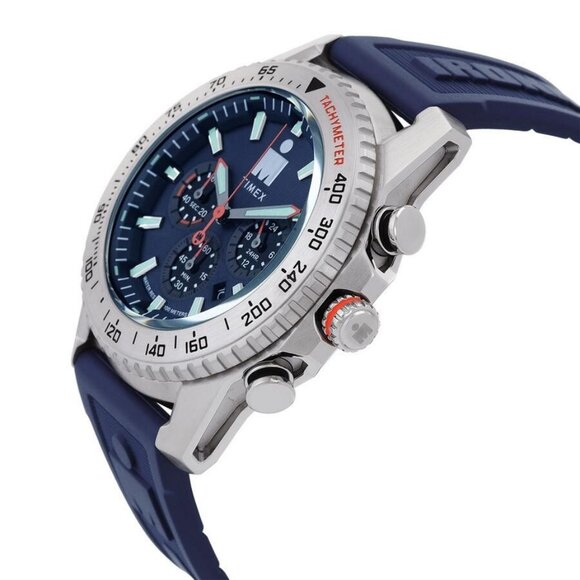 NWT Authentic Timex Ironman Adrenaline Chronograph Quartz Blue Dial Men's Watch - Picture 2 of 3